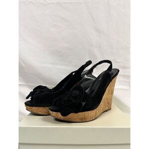 BCBGENERATION Womens Wedge Heel Suede PL-Gabby Rose Crosta Genuine Black Size 8M